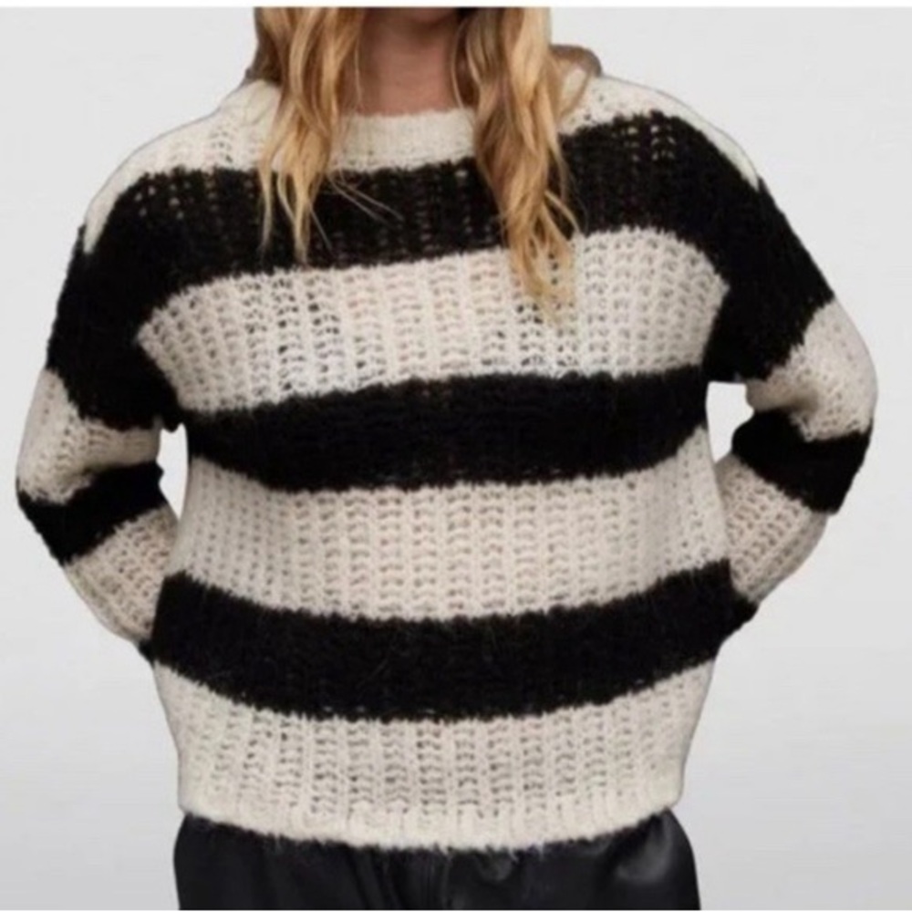 ALLSAINTS Britt Open Stitch Alpaca Blend Sweater size L
